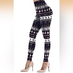Reindeer Leggings (Black/Maroon/White Colors)